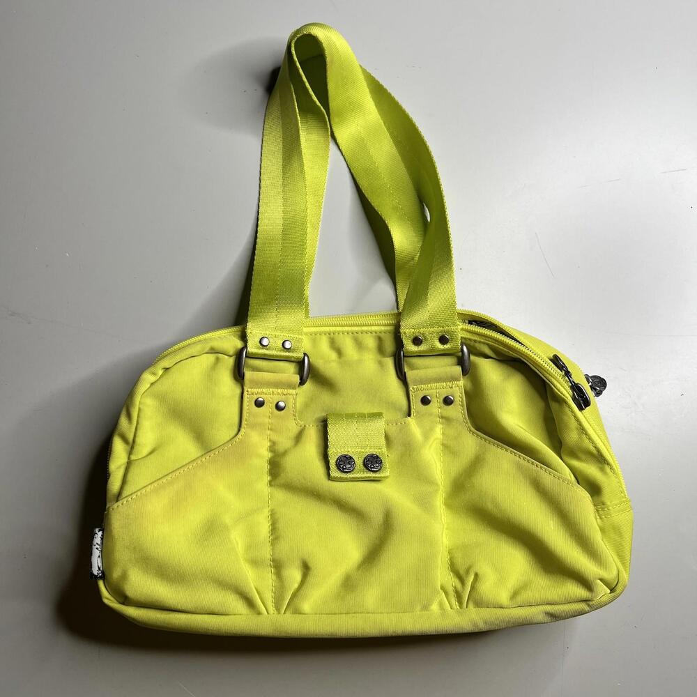 Oakley Shoulder Bag Womens Medium Yellow Nylon Double Strap Zip Top Lined Casual
